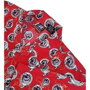 VTG Y2K JNCO Jeans Bulldog Shirt Mens Large Camp Loop Collar Short Sleeve FUBU